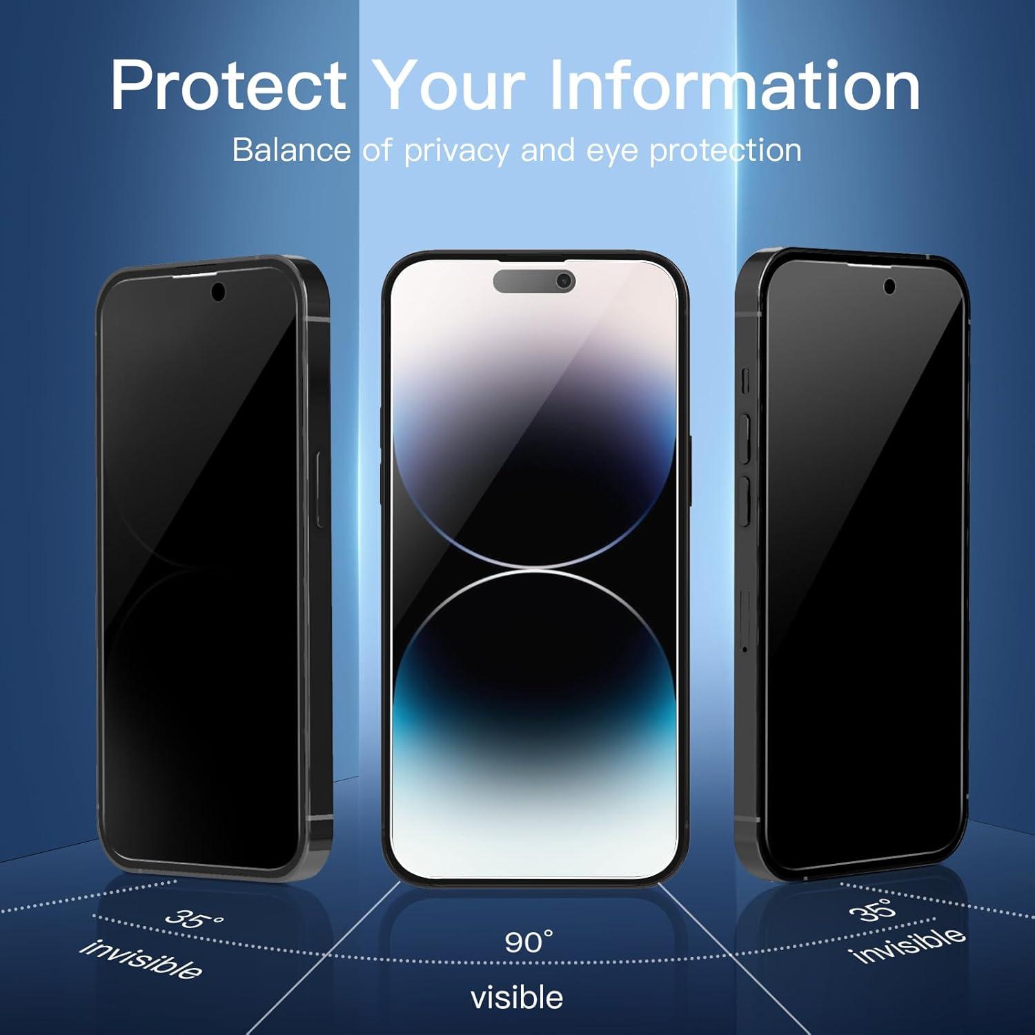 Sichtschutz Panzer Schutz Glas iPhone 14 Pro Max 6,7 Zoll 3er Set 9H