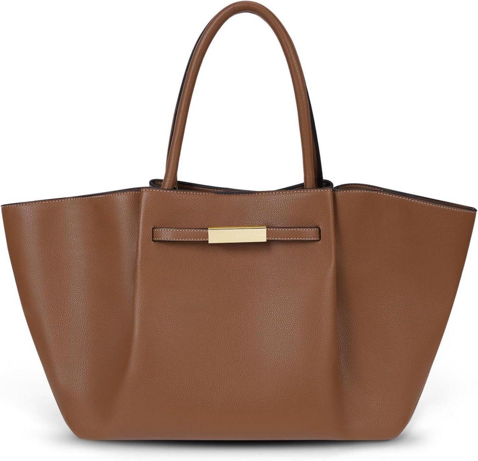 Tote Bag Damen Groß Kunstleder Shopper Braun Luxusdesign