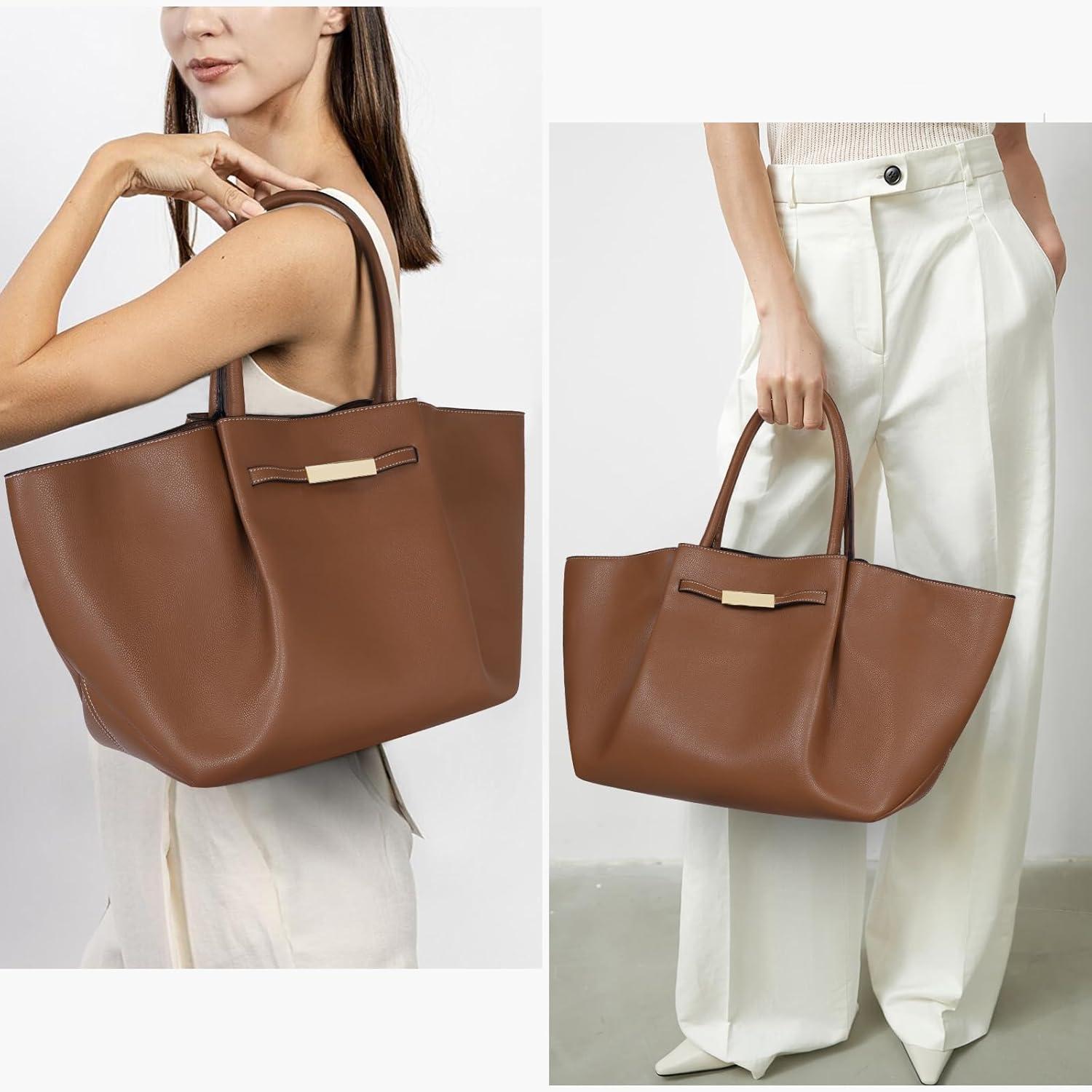 Große Damen TIAASTAP Braun Kunstleder Handtasche mit