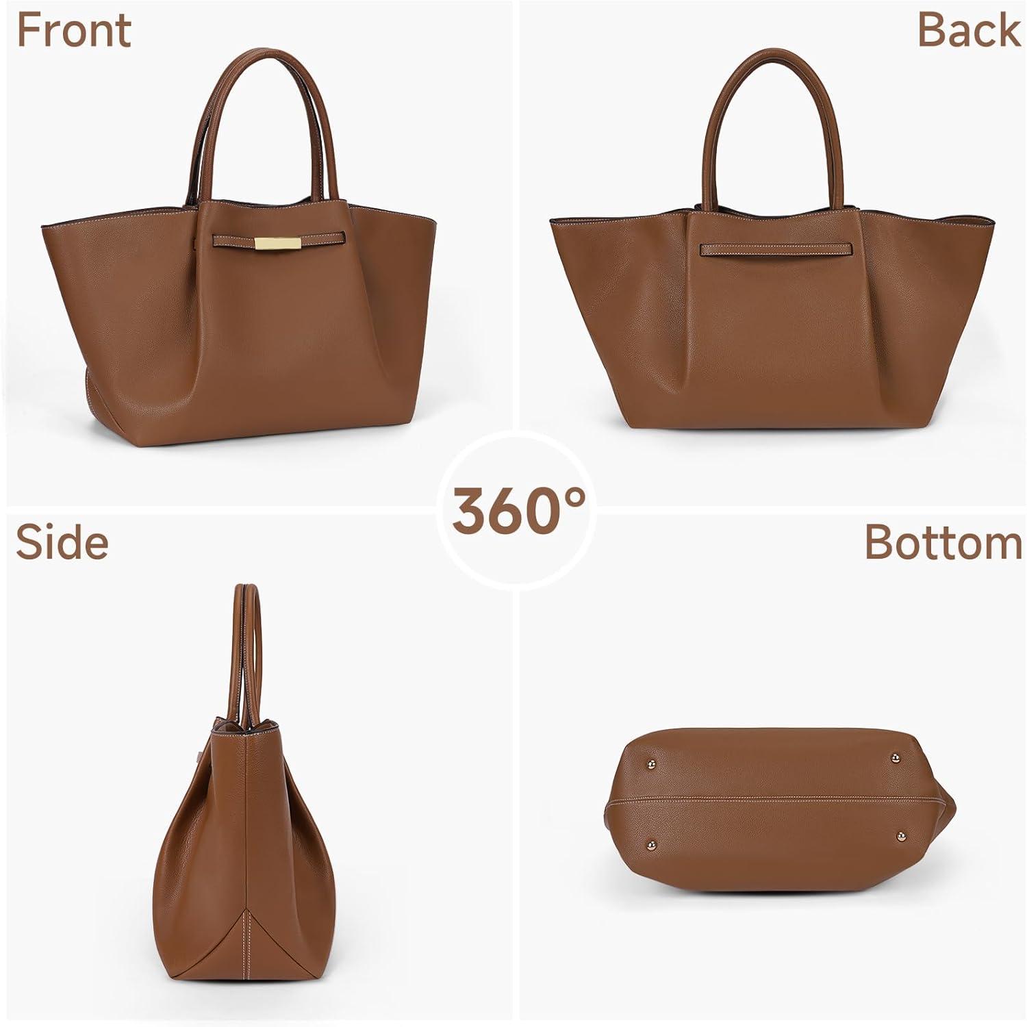 Tote Bag Damen Groß Kunstleder Shopper Braun Luxusdesign