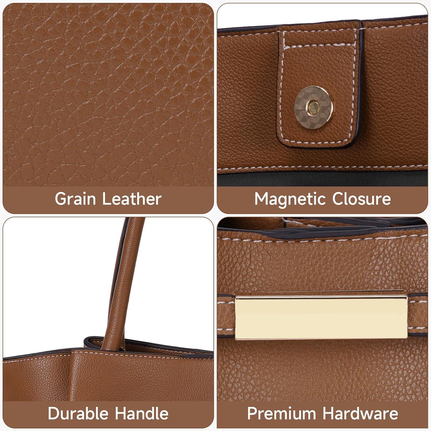 Damen Tote Bag Shopper Handtasche Kunstleder Braun Groß umhängetasche