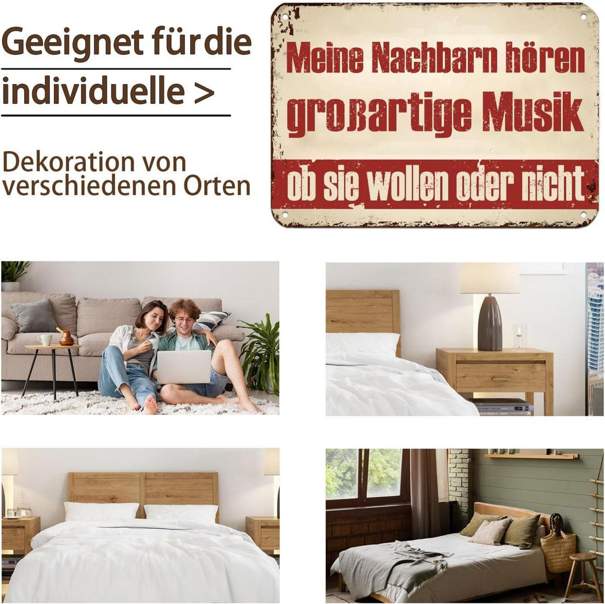 Nachbarn Musik Schild Dekoration 20x30 cm - Zimmer Wohnzimmer Außenzaun