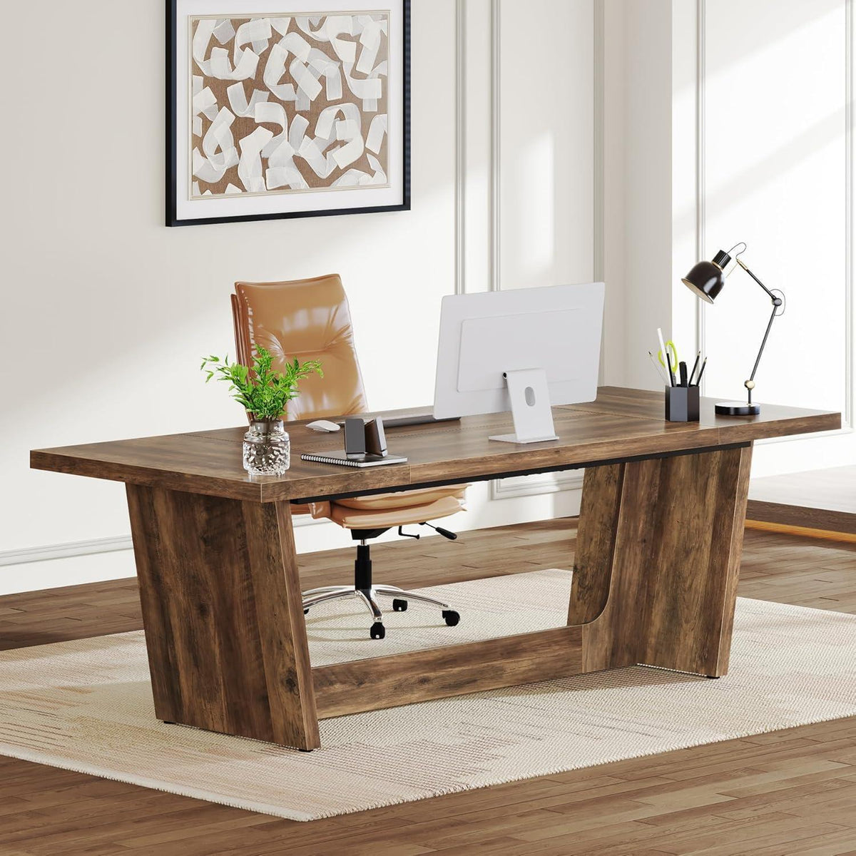 Großer Schreibtisch 180x79cm – Rustikaler Home Office Arbeitstisch