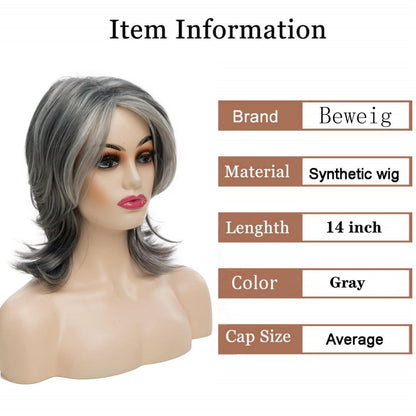 Graue Schulterlänge Mullet Synthetische Cosplay Perücke
