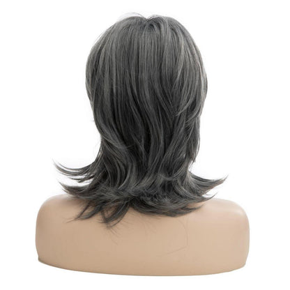 Graue Damen Perücke Schachelige Schichten Mullet Schulterlänge