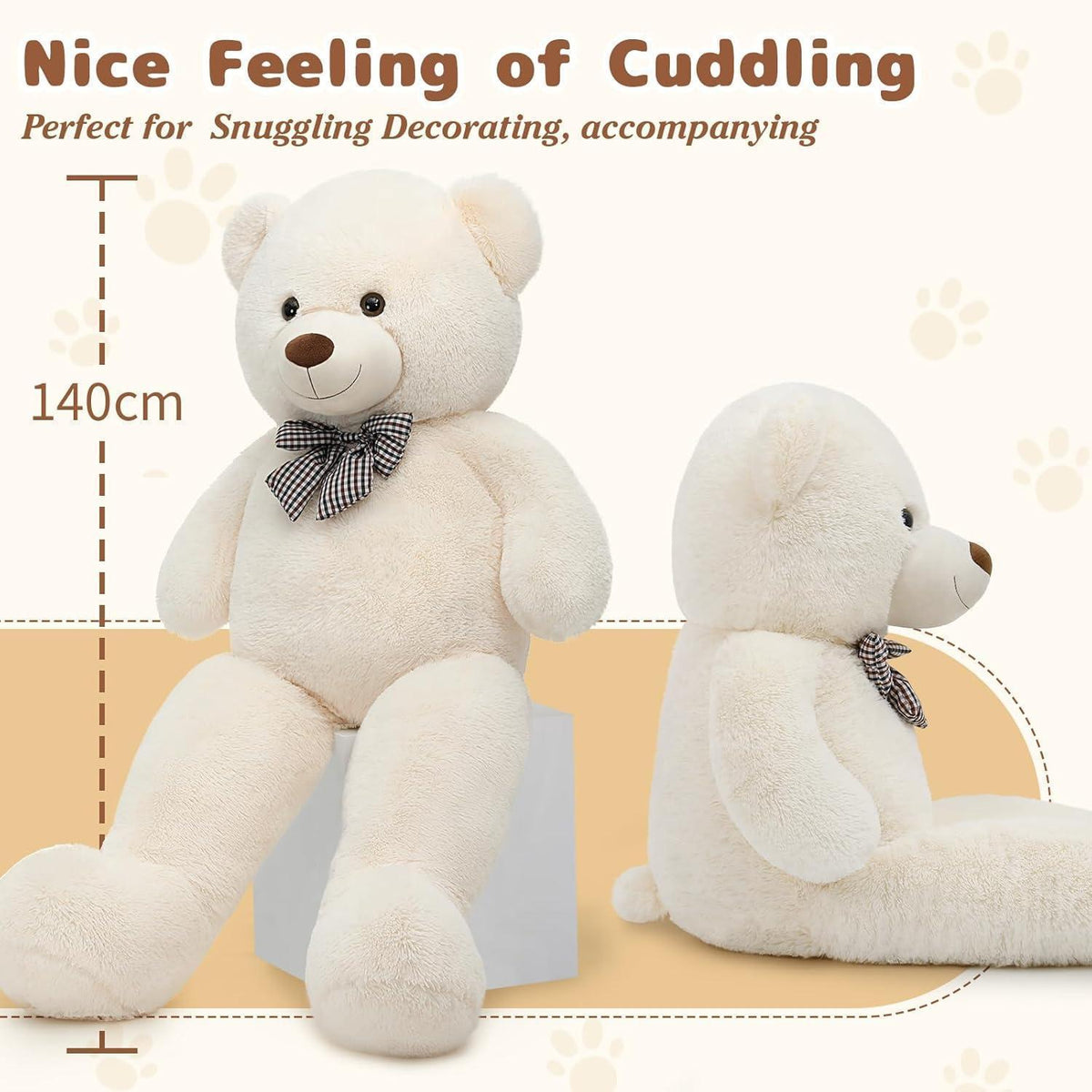 Riesen Teddybär 140cm - XXL Kuscheltier für Valentinstag & Weihnachten