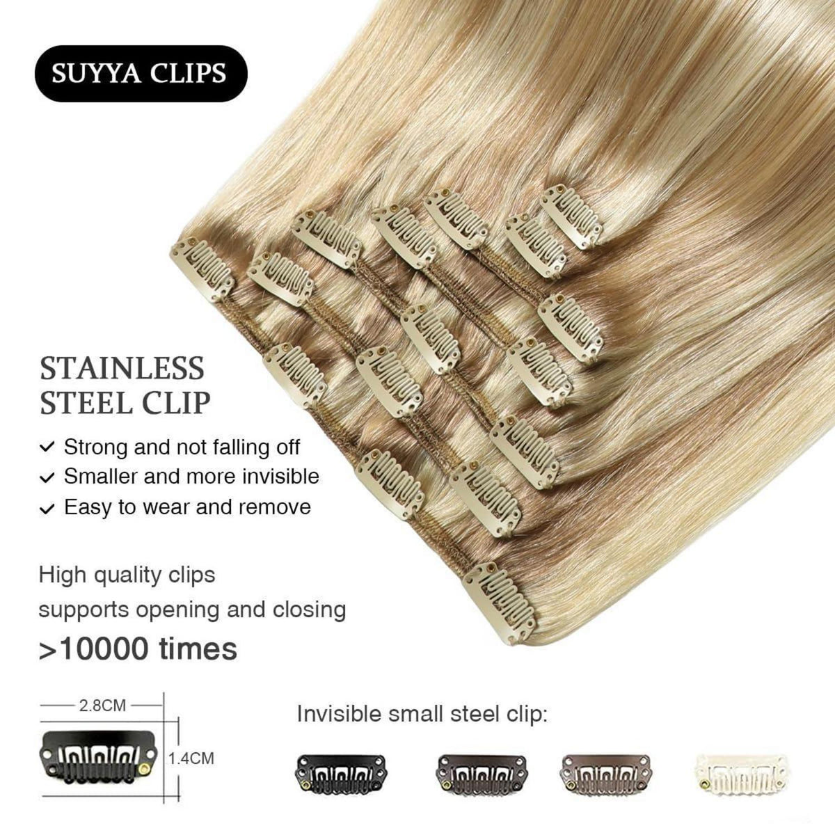 Echthaar Clip-In Extensions Gerade #P18/613 Aschblond mit Bleichblond