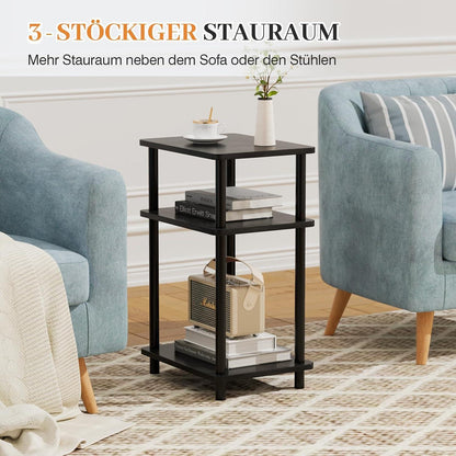 3-stöckiger Beistelltisch Schwarz Modernes Design 40x30x61.5cm