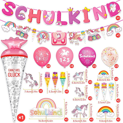 Maqhpu Einhorn Einschulung Deko Mädchen Junge RosaABC