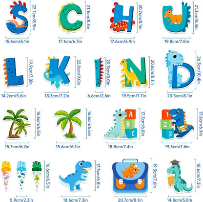 Maqhpu Dinosaurier Einschulung Deko Set Blau | Schulkind Girlande Luftballons Zuckertüte & ABC Tortendeko