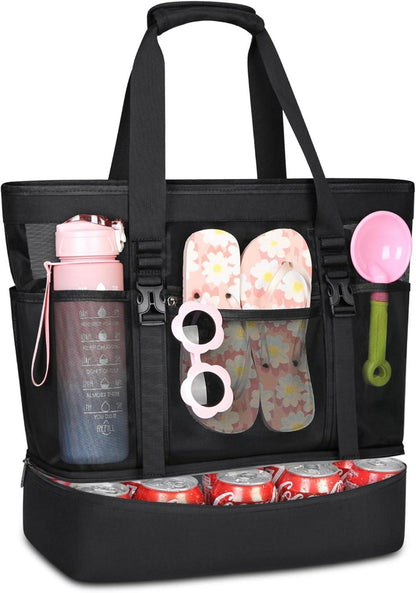 Strandtasche XXL mit Reißverschluss 42L - Badetasche Damen