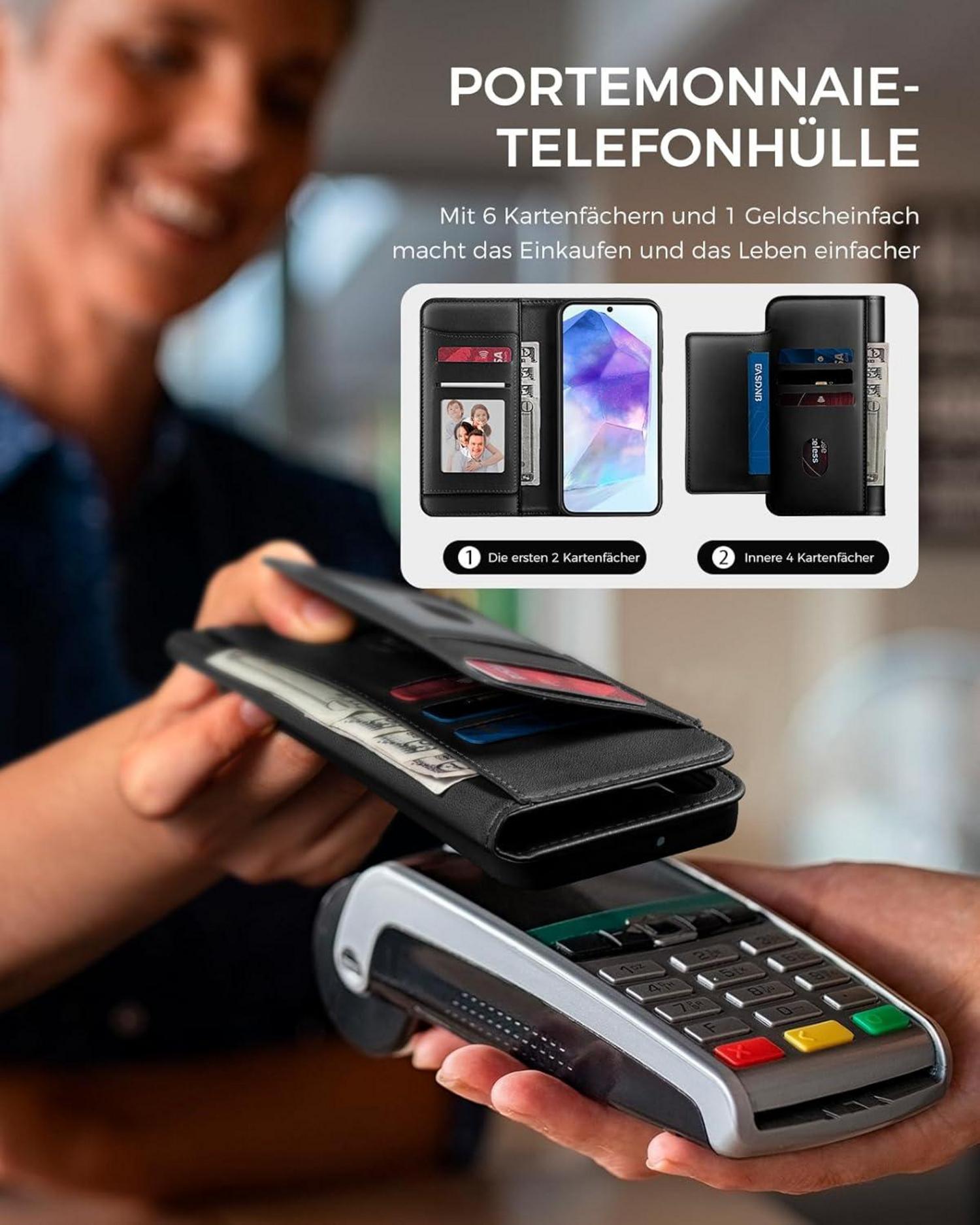 Handyhülle Samsung Galaxy A55 5G Schwarz Schutzhülle Magnet RFID