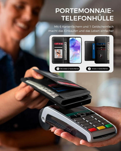 Handyhülle Samsung Galaxy A55 5G Schwarz Schutzhülle Magnet RFID