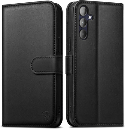 Schwarze Samsung Galaxy A15 Klapphülle RFID Lederhülle