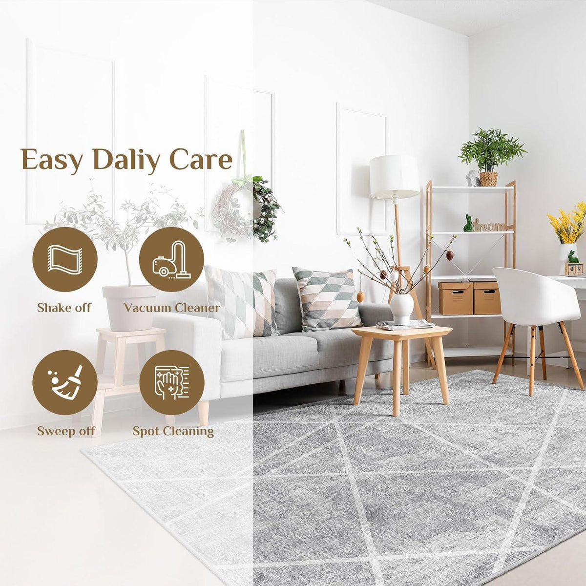 Teppich Wohnzimmer Moderner Anti-Rutsch Esszimmer Kurzflor 200x300