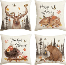 Herbst Kissenbezüge 4er Set Wildtiere Zierkissenbezug 40x40 cm