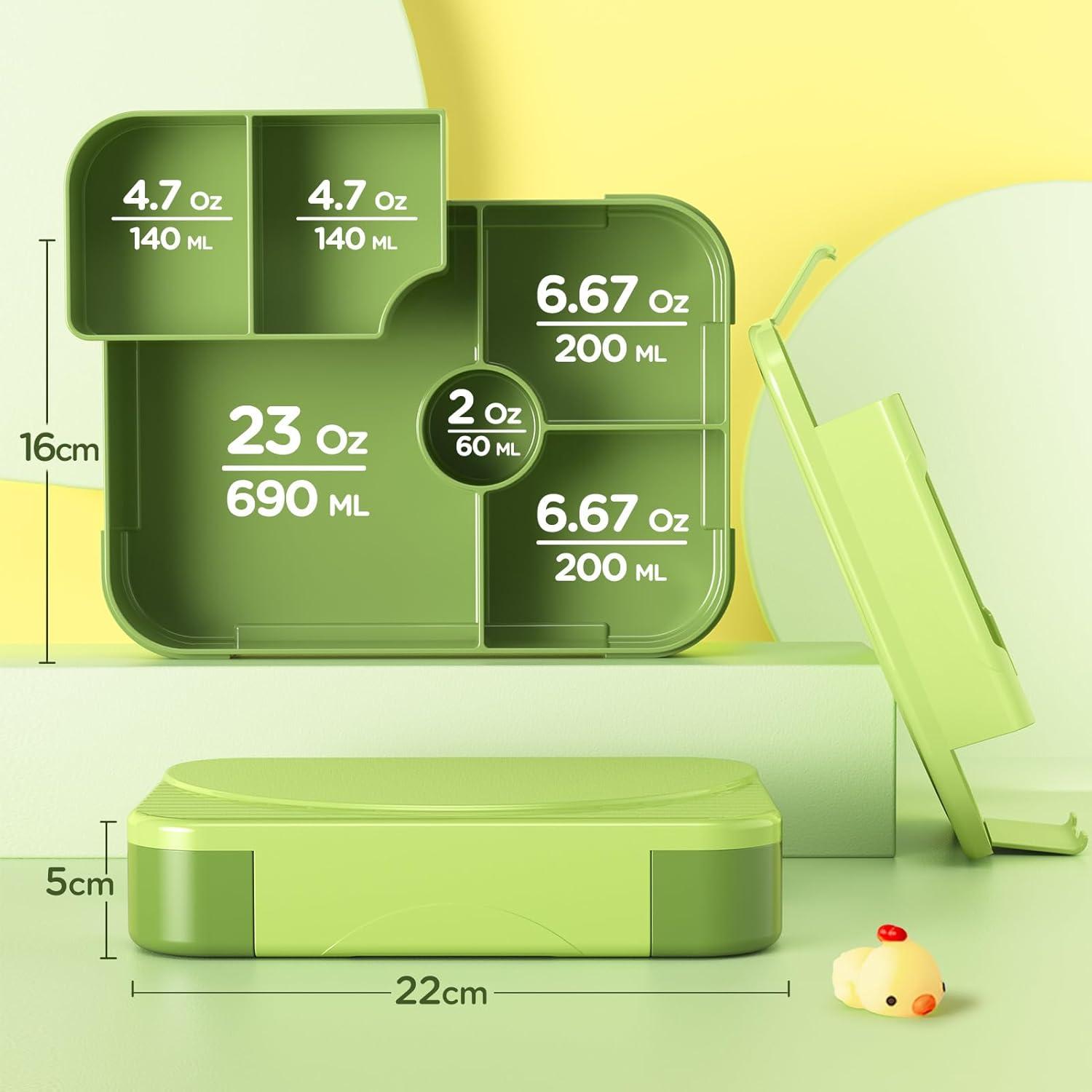 LEIKEEGO Brotdose Kinder Auslaufsicher Lunchbox mit Fächern Grün