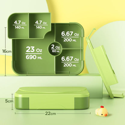 LEIKEEGO Brotdose Kinder Auslaufsicher Lunchbox mit Fächern Grün