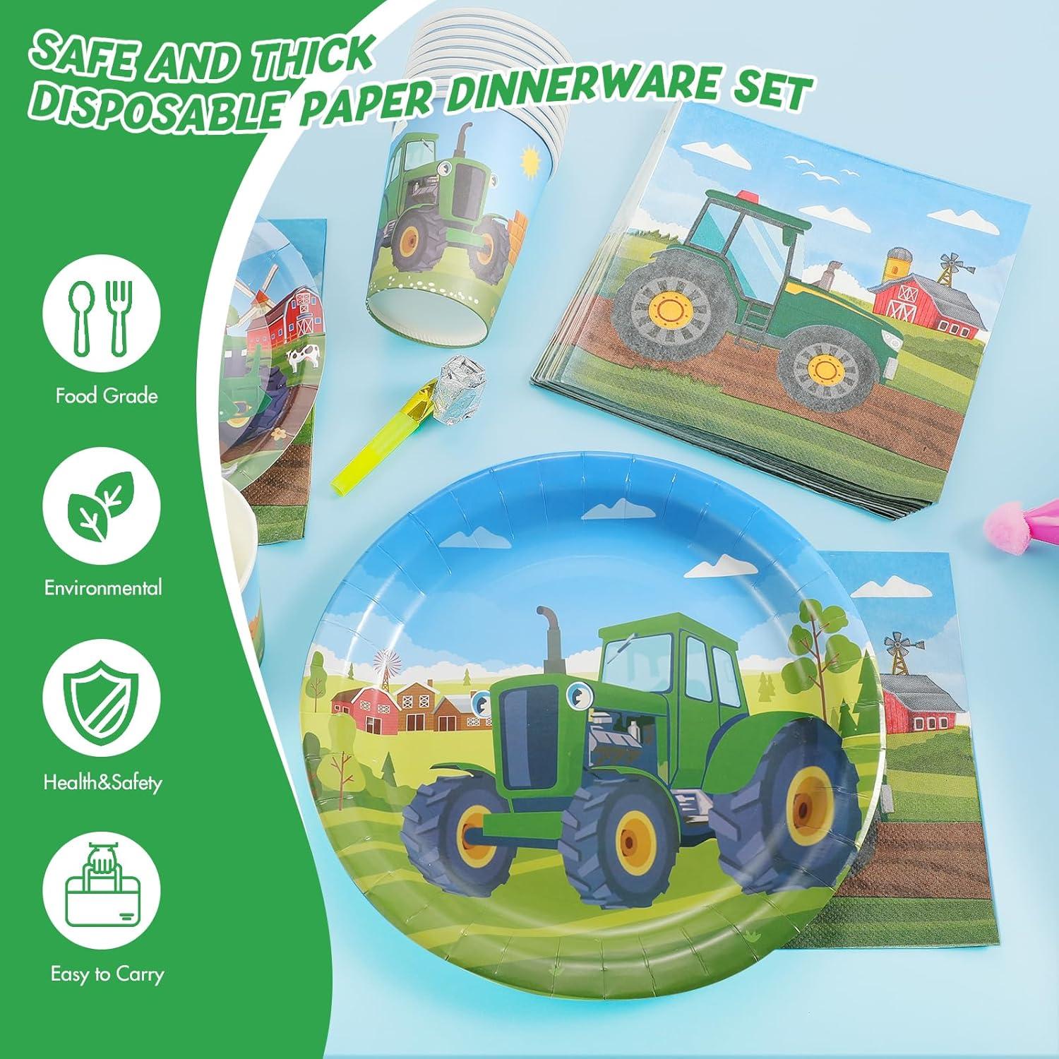 Traktor Partygeschirr Set für Kindergeburtstag Deko 50