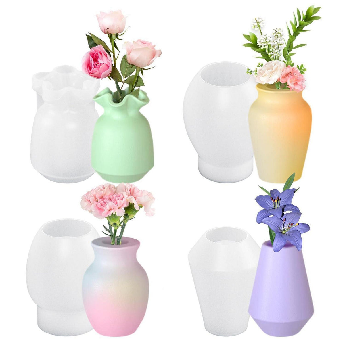 Silikonform Vase 4er Set – DIY Epoxidharz Gießform Vases