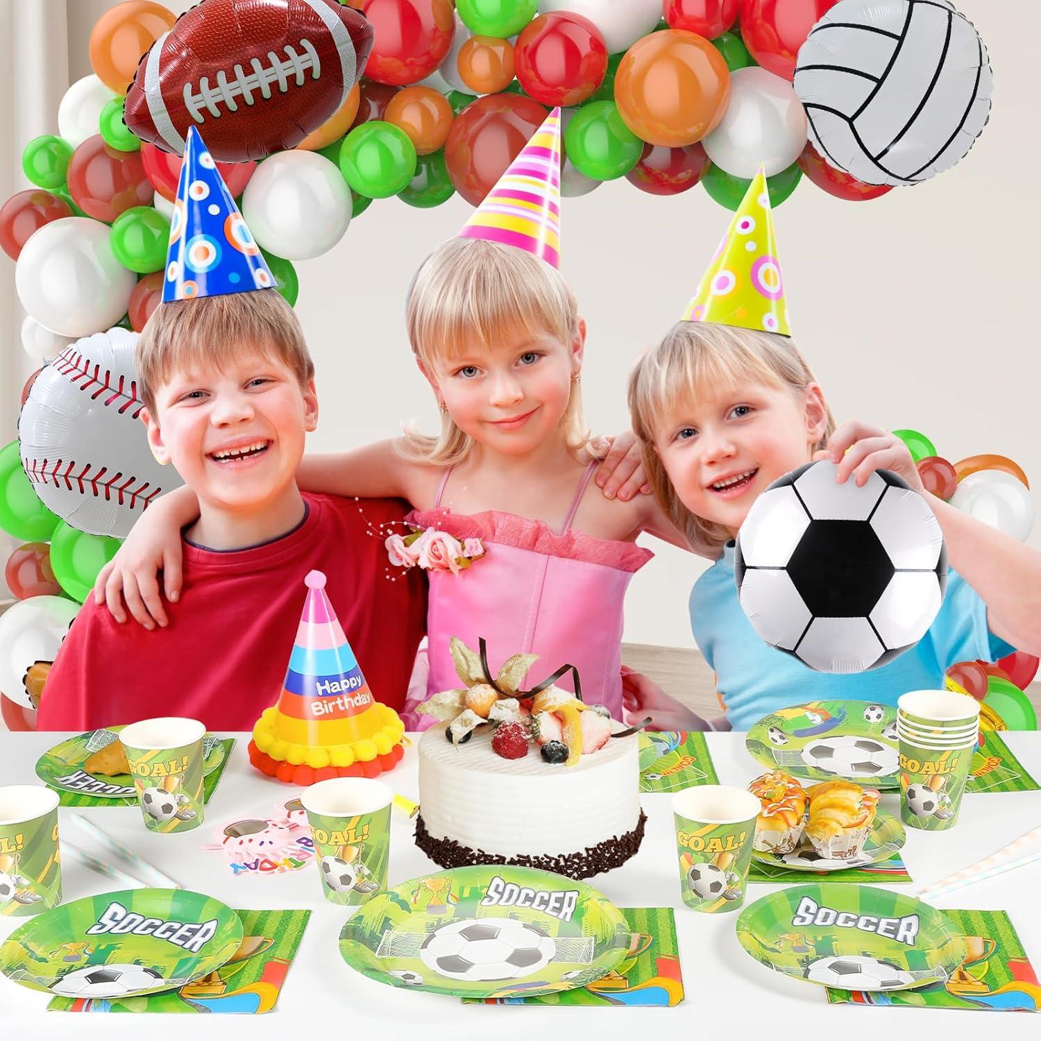 Fußball Partygeschirr Set 50-teilig: Deko Pappteller Becher