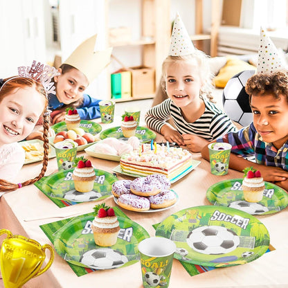 Fußball Partygeschirr Set 50 Teile Pappteller Becher Servietten Kindergeburtstag