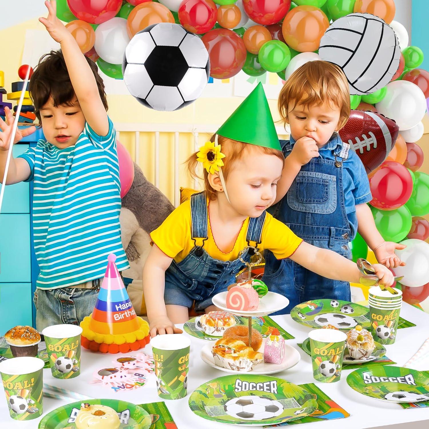 Fußball Partygeschirr Set 50-teilig für 10 Gäste, Deko Pappgeschirr