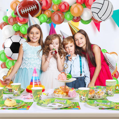 Fußball Partygeschirr Set 50 Teile Pappteller Becher Servietten Kindergeburtstag