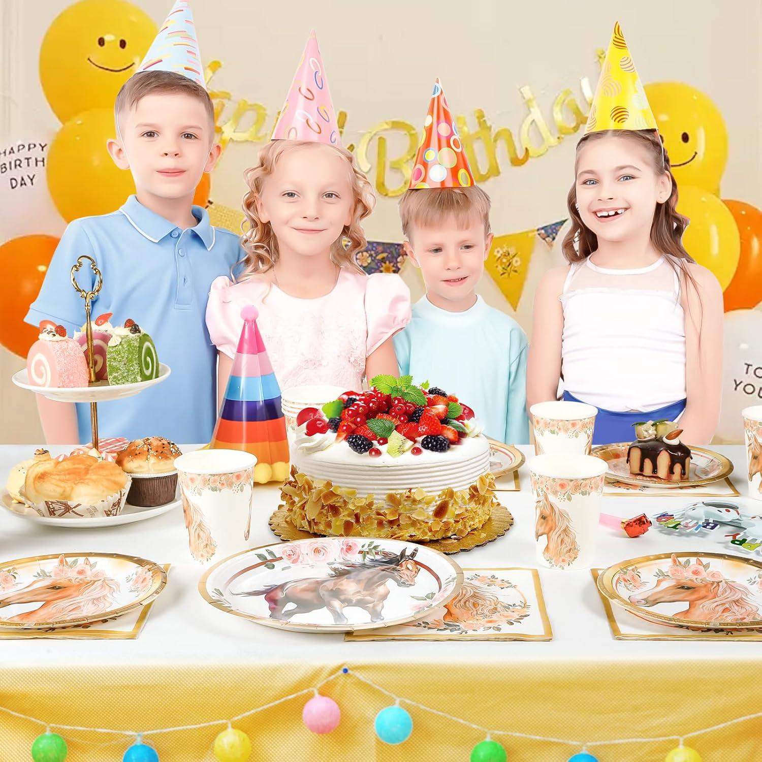 Pferd Partygeschirr Set 50-teilig für Geburtstag Deko Kindergeburtstag