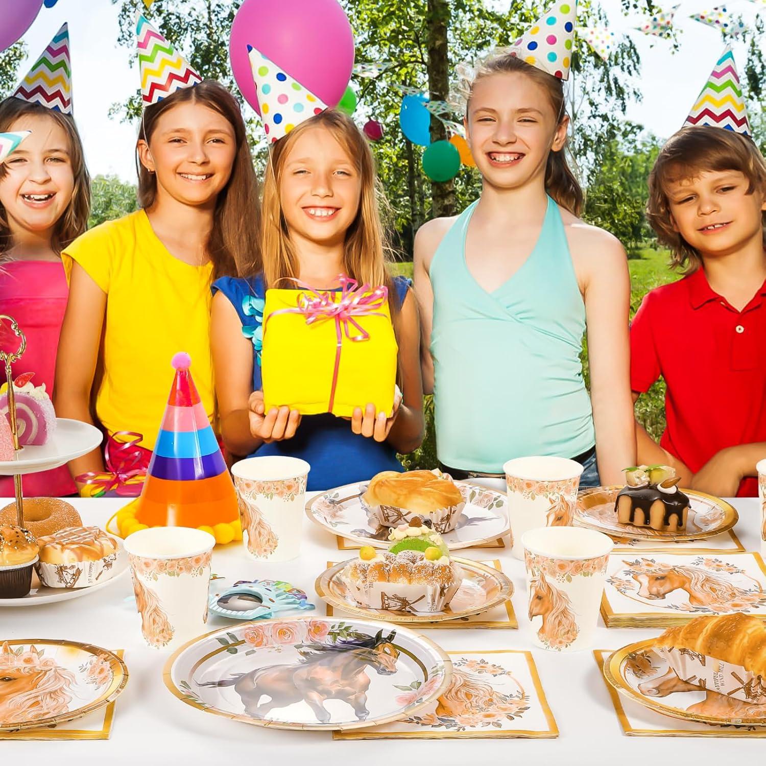 Pferd Partygeschirr Set 50-teilig für Geburtstag Deko Kindergeburtstag