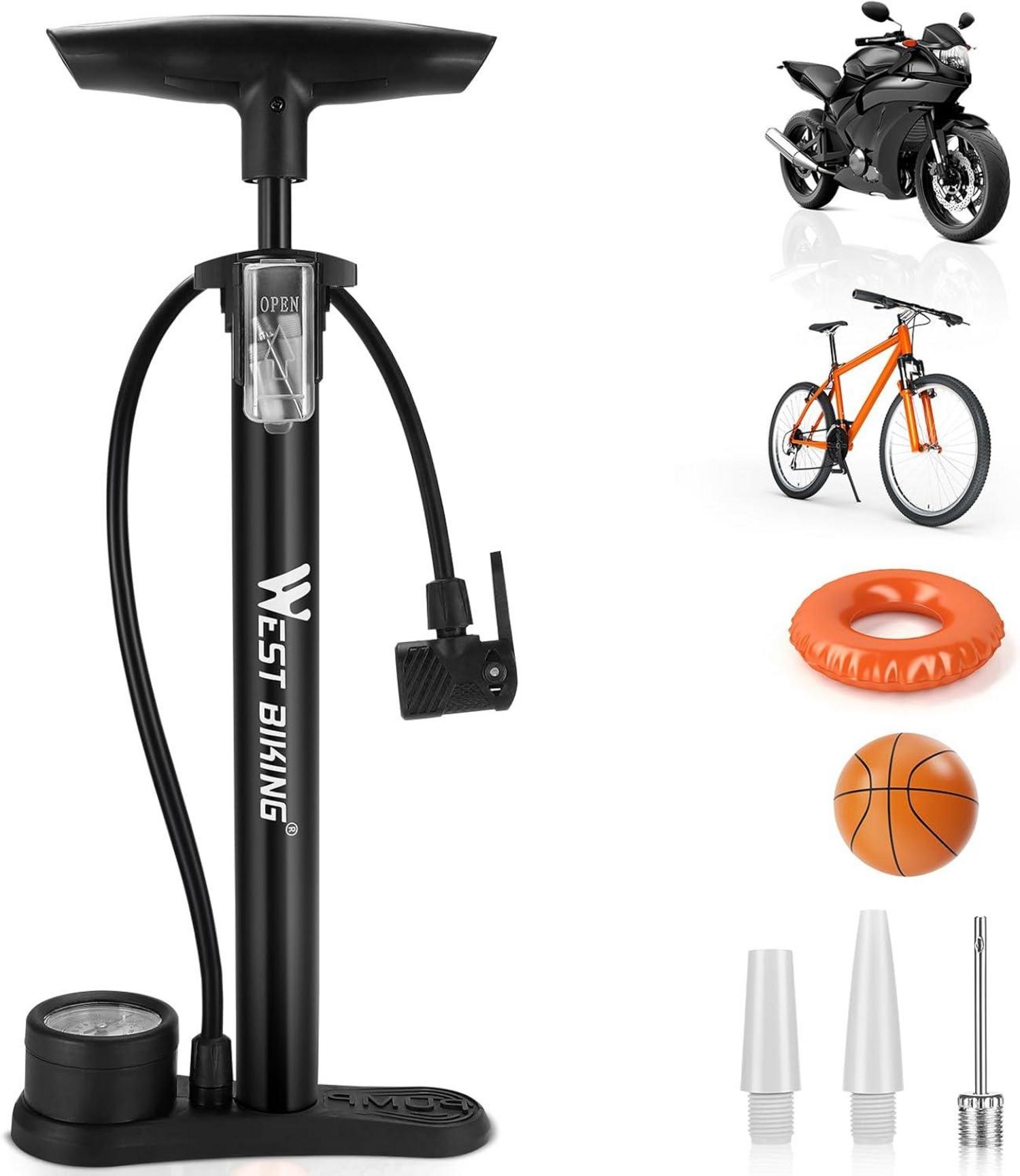 Hochleistungs-Fahrradpumpe mit Manometer 160 PSI/11Bar - Alle Ventile