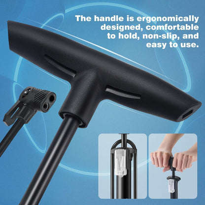 Fahrradpumpe mit Manometer 160 PSI Standluftpumpe Ventile für Rennrad