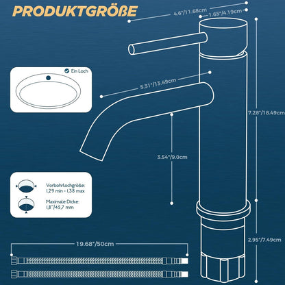 FORIOUS Wasserhahn Bad Armatur Edelstahl Spotresist Nickel Einhand Mischbatterie