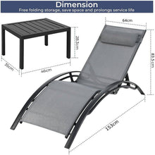 Aluminium Sonnenliege XXL Set mit Beistelltisch und