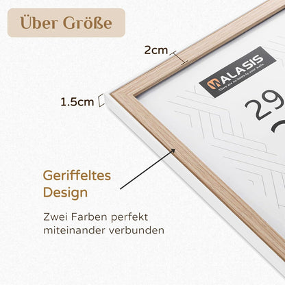3er Set Bilderrahmen A4 Holzrahmen Fotorahmen 21x29,7cm Weiß-Natur
