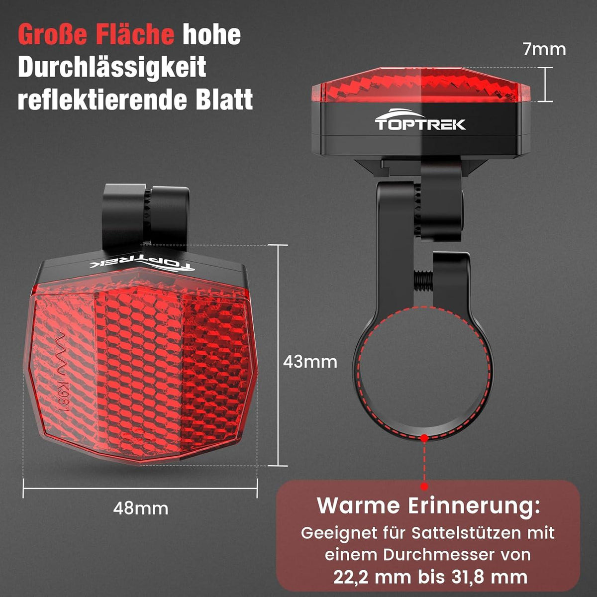 Toptrek Airtag Fahrrad Reflektoren Halterung | StVZO
