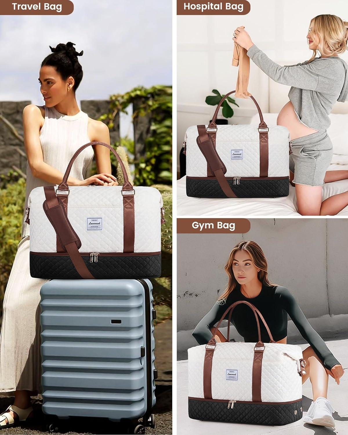 LOVEVOOK Reisetasche Damen Handgepäck Weekender 46x30.5x23cm