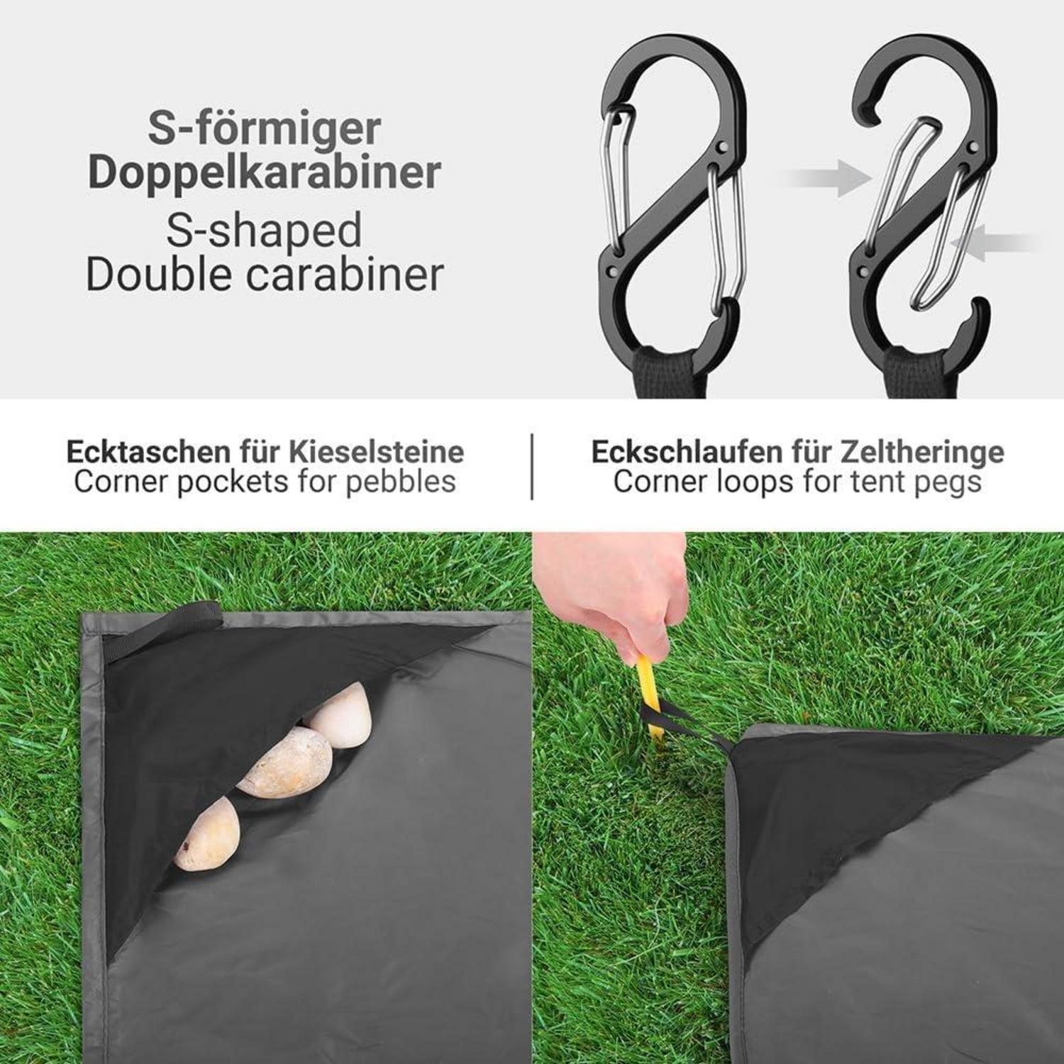 Picknickdecke Ultraleicht 210x200 cm Strand Camping Wandern Grau