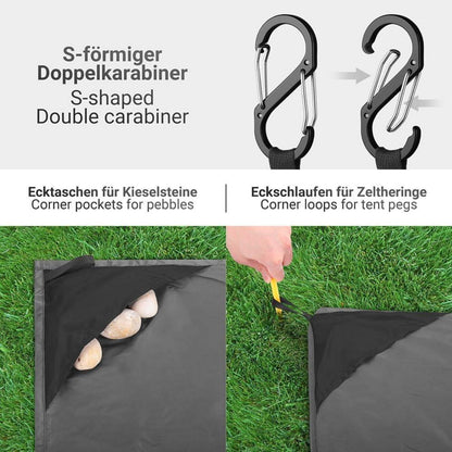 Picknickdecke Ultraleicht 210x200 cm Strand Camping Wandern Grau