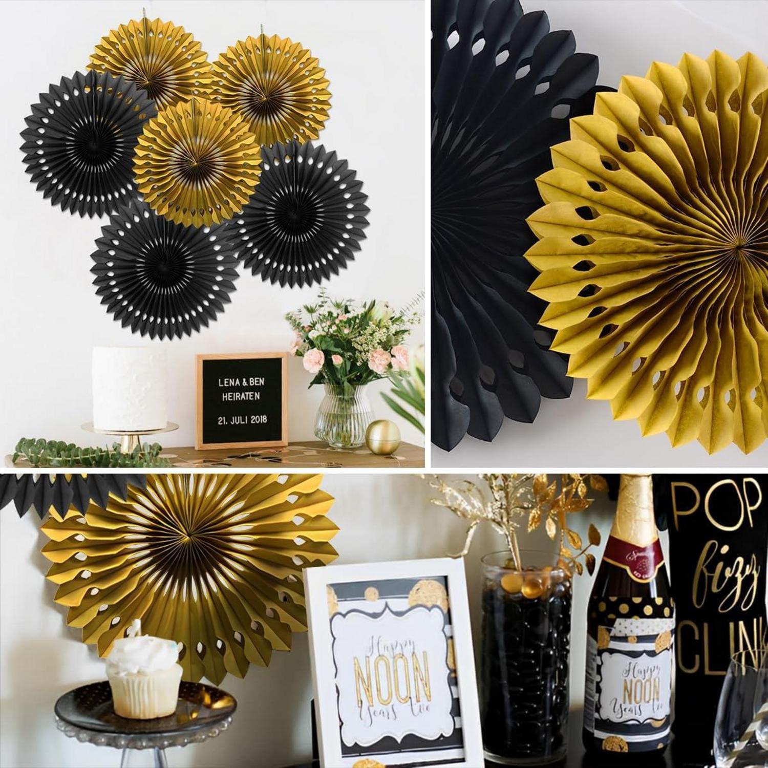 Schwarze Gold Geburtstagsdeko Luftballons Pompons Wabenbälle