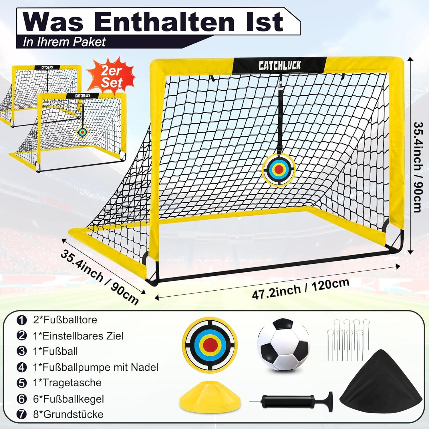 CATCHLUCK Fussballtor Kinder Set mit Ball und Tragetasche