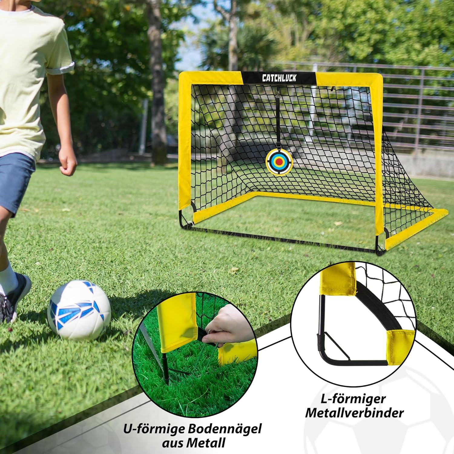 Kinder Fußballtor Set mit Ball, 6 Kegel, Tasche, 8 Nägel