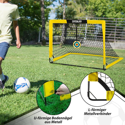 Kinder Fußballtor Set mit Ball, 6 Kegel, Tasche, 8 Nägel