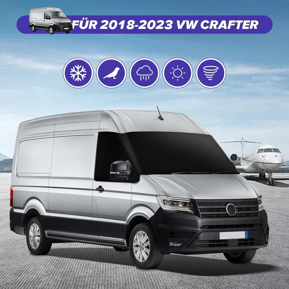 VW Crafter Frontscheibenabdeckung 2018-2023 – Wasserdicht & Verdunkelnd