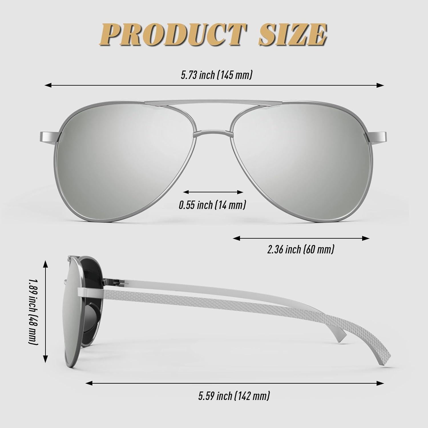 CGID Pilotenbrille Herren Al-Mg Rahmen Polarisiert UV400 Schutz