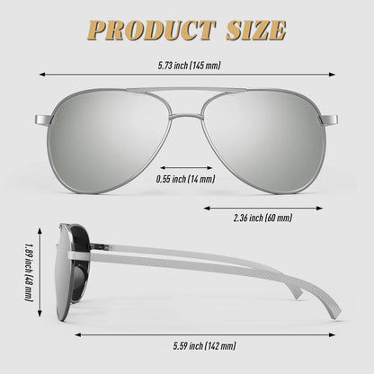 CGID Pilotenbrille Herren Al-Mg Rahmen Polarisiert UV400 Schutz