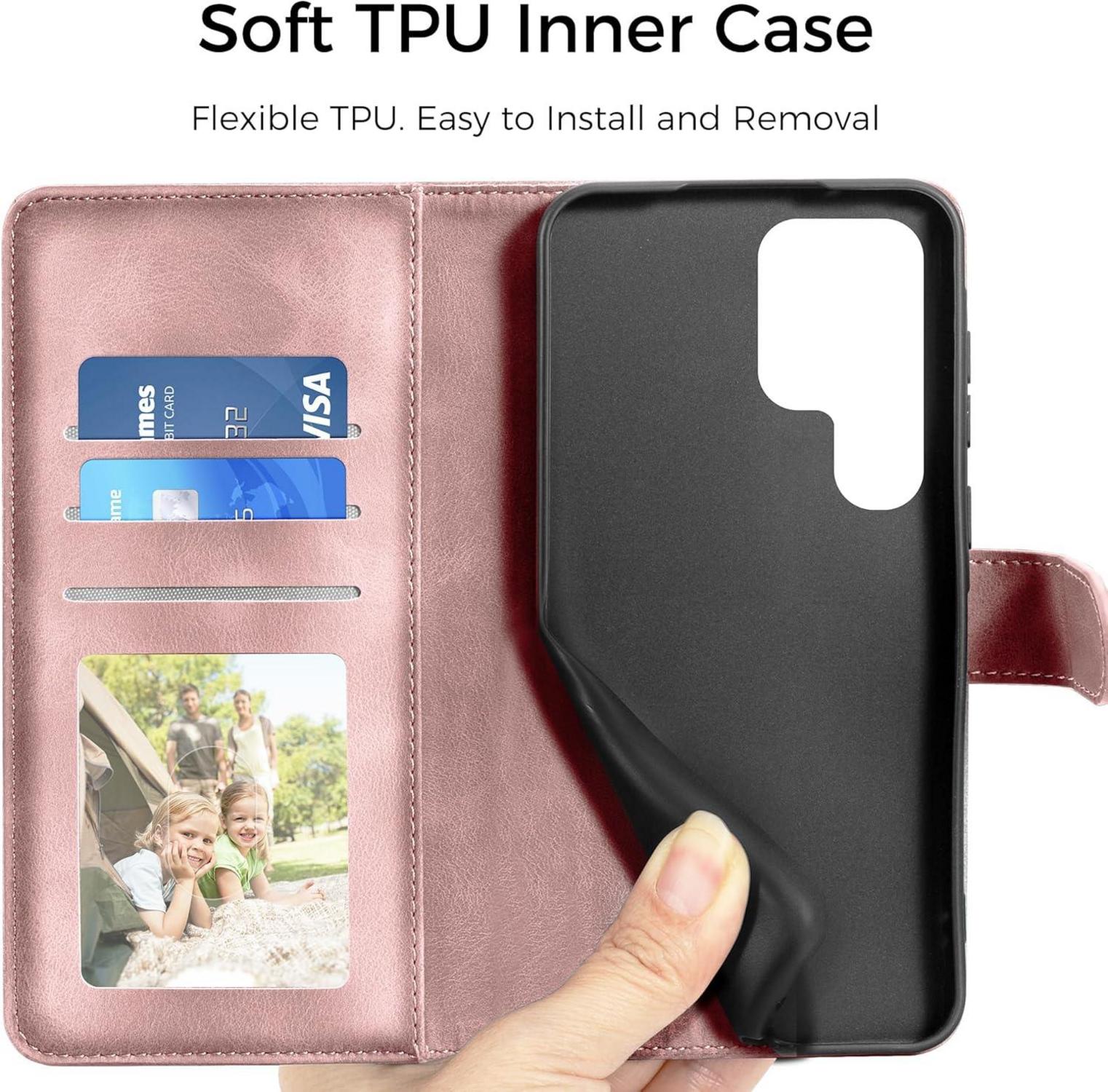 Samsung Galaxy S24 Ultra Handyhülle Wallet Flip Leder Tasche Rosa