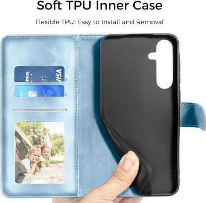 Samsung Galaxy A54 5G Lederhülle Flip Wallet Himmelblau