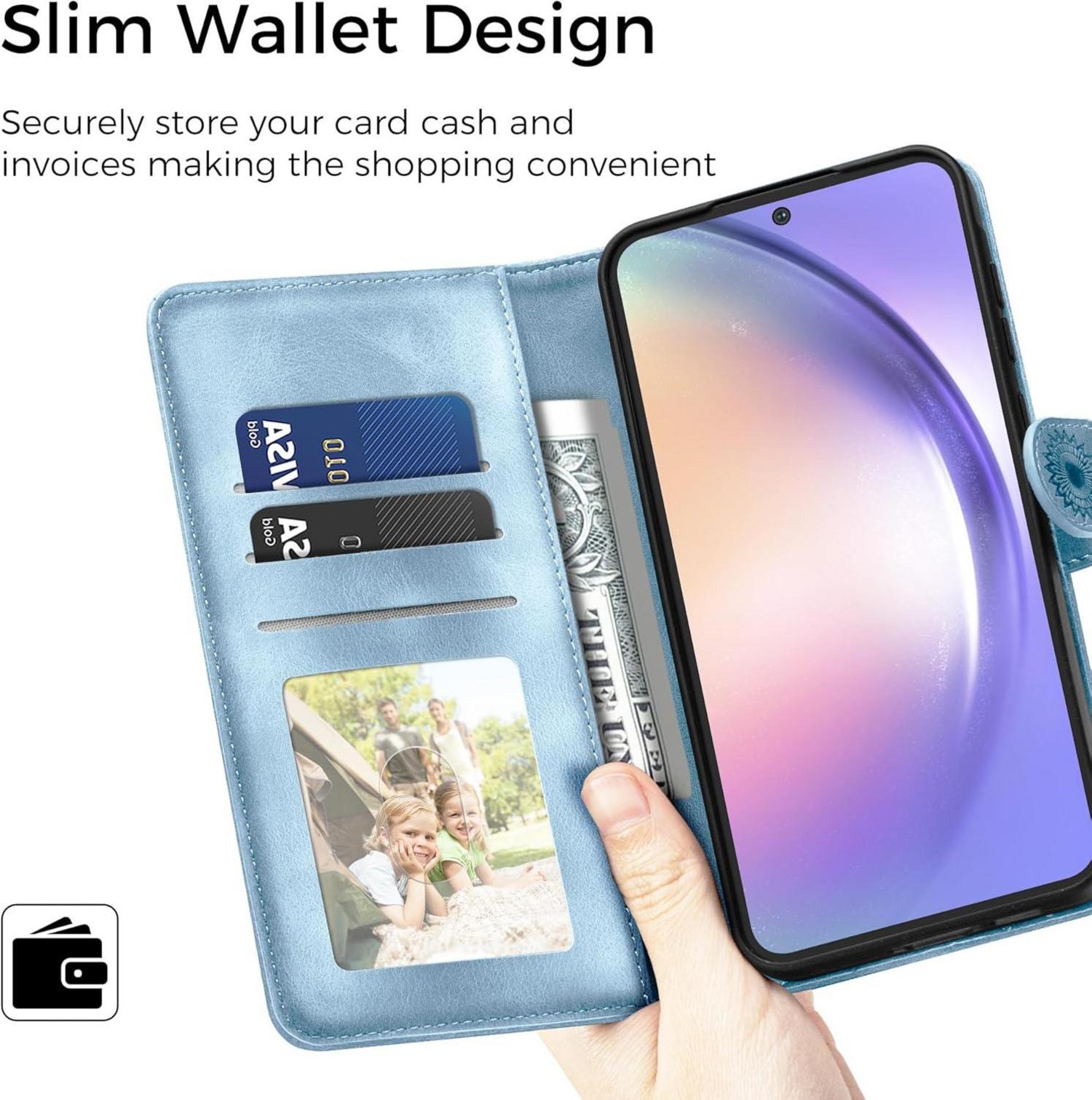 Samsung Galaxy A54 5G PU Leder Wallet Case Himmelblau