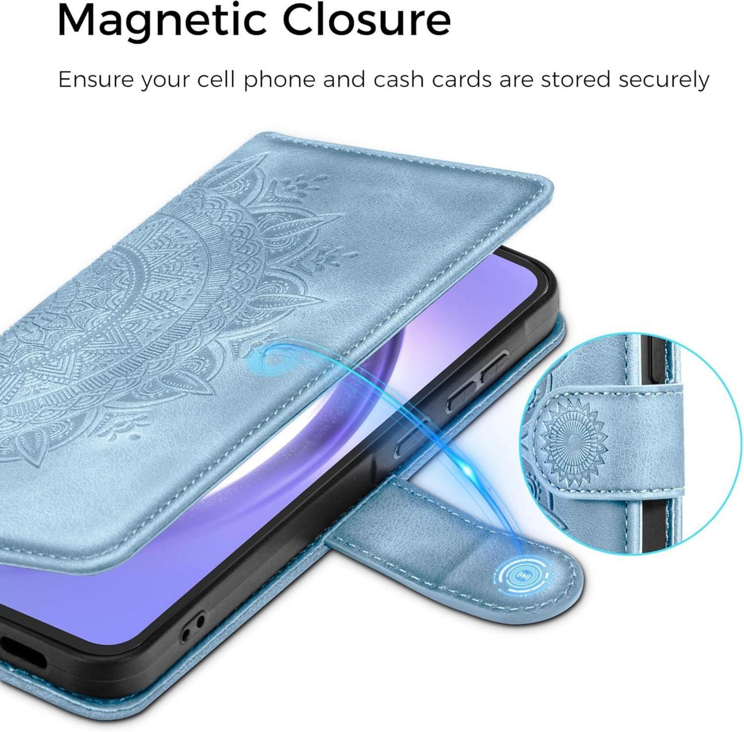Samsung Galaxy A54 5G Leder Flip Wallet Hülle Blau Schutzhülle